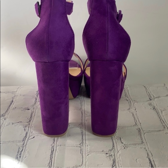 COPY - FSJ Purple Platform Suede Heels - Picture 5 of 10